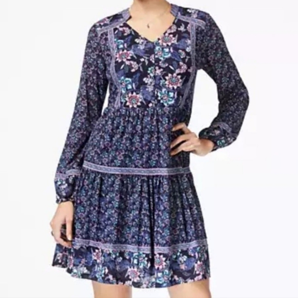 Plus size women's fit and flare peasant dress mixed print 3x